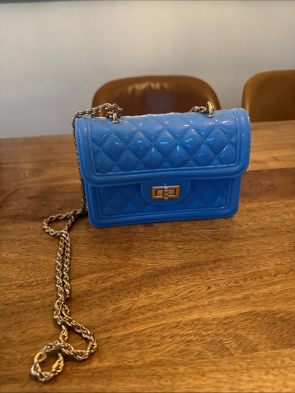 Blue mini Quilted Chain Shoulder Bag